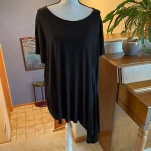 Asymmetrical Short Sleeved Black Top by Lane Bryant, Size 22/24
